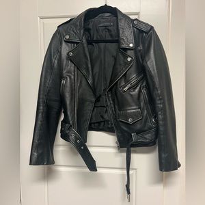 Zara Biker Leather Jacket. Size Large. Black
